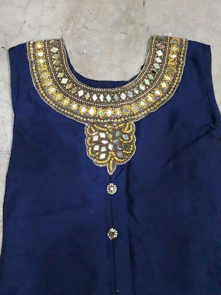 Embellished Navy Blue Kurta