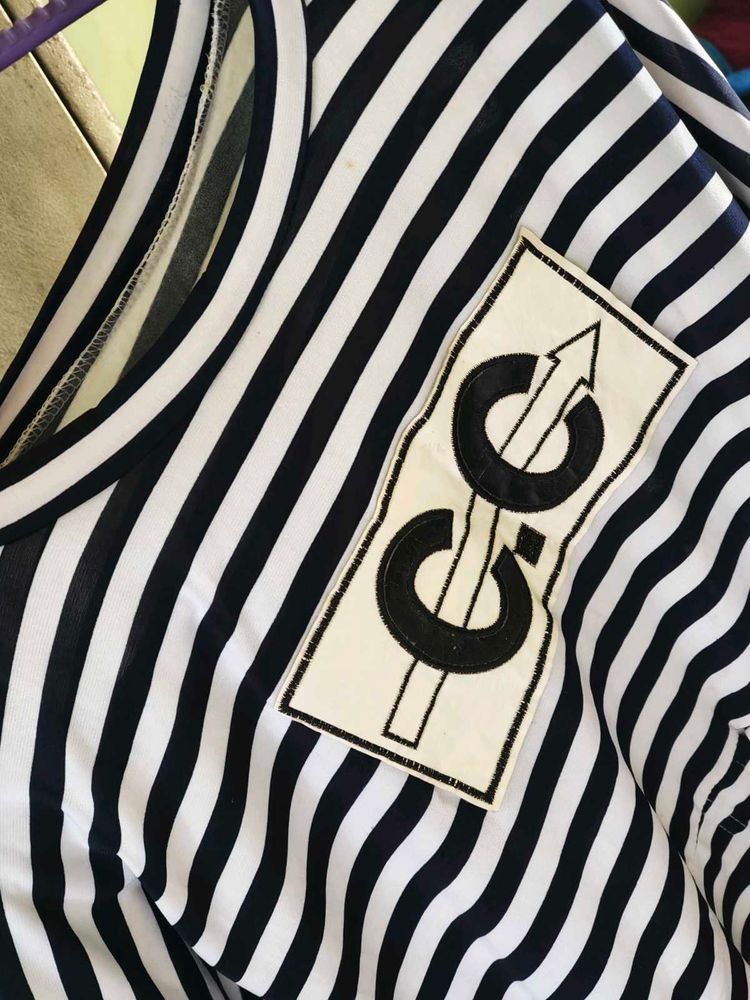Striped Tee with Graphic Patch