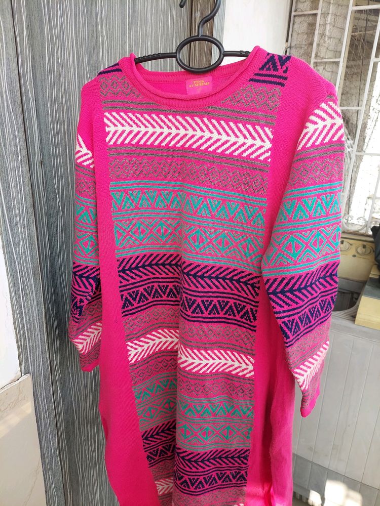 Pink Colour Woolen Kurti