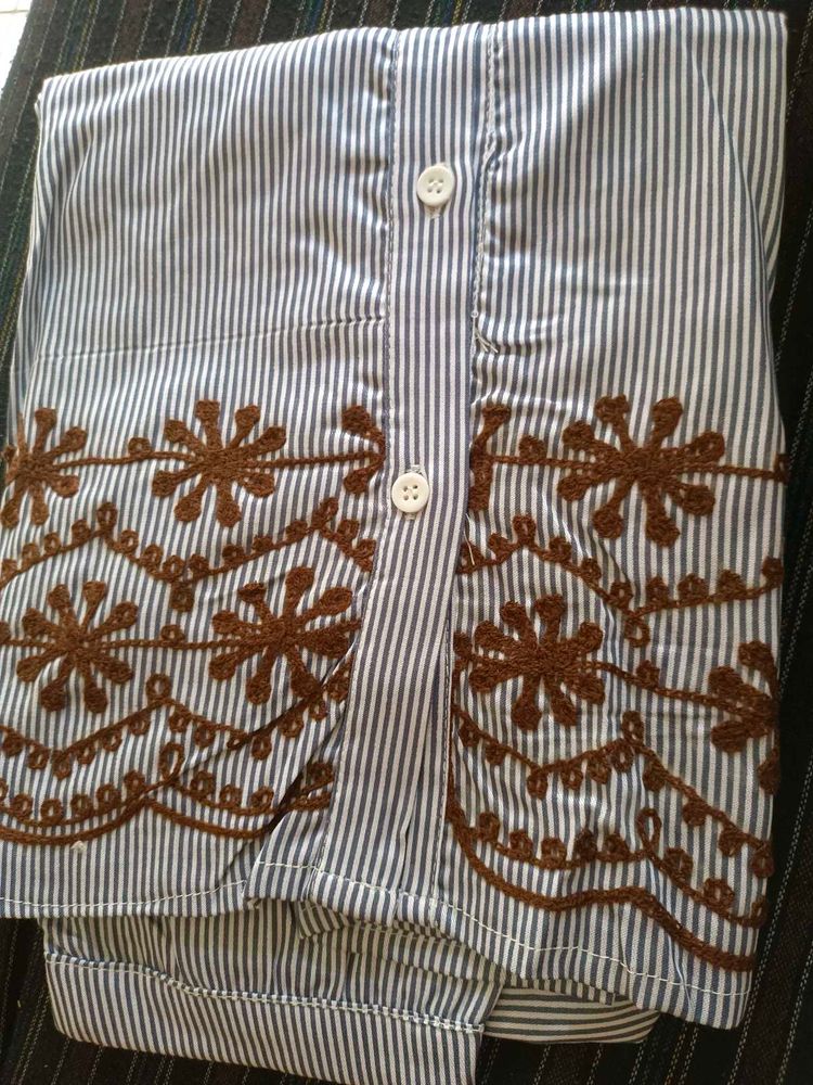Embroidered Striped Shirt