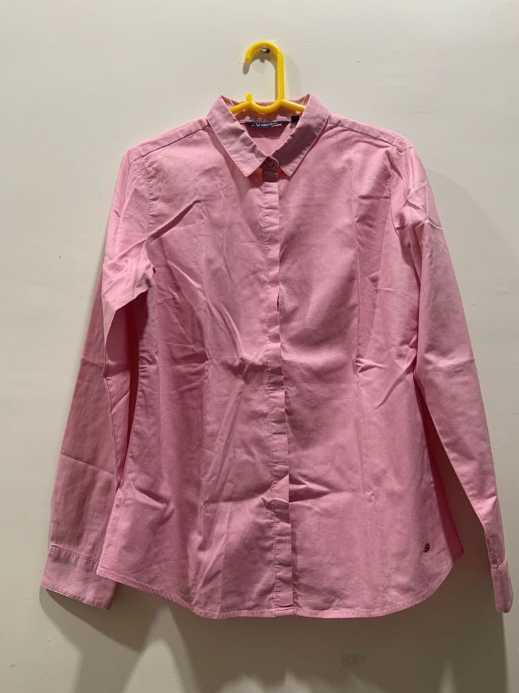 Allen Solly Pink Cotton Rich No Peep Shirt Women