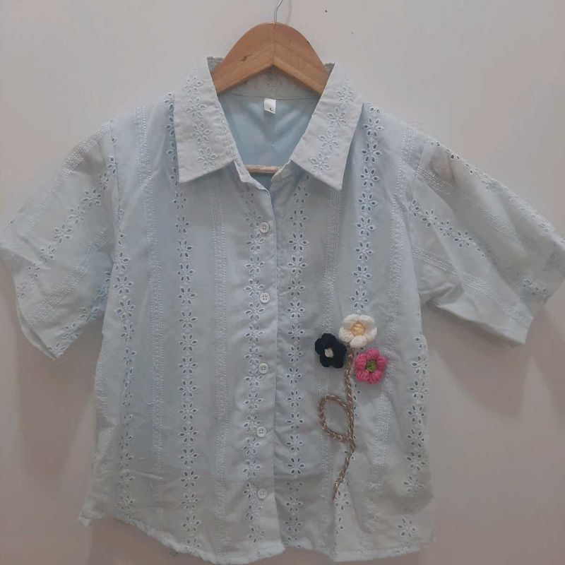 Eyelet Embroidered Floral Shirt