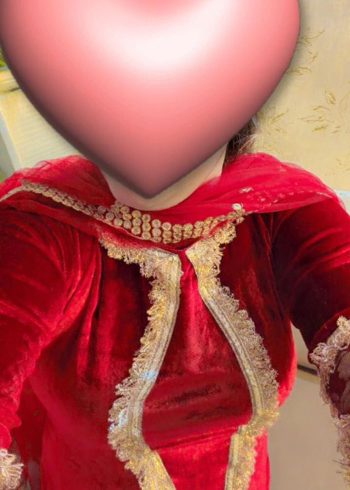 Red Velvet Salwar Kameez Suit