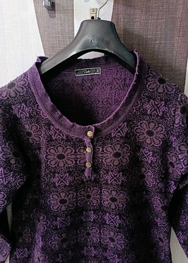 Embroidered Floral Work Woolen Kurti