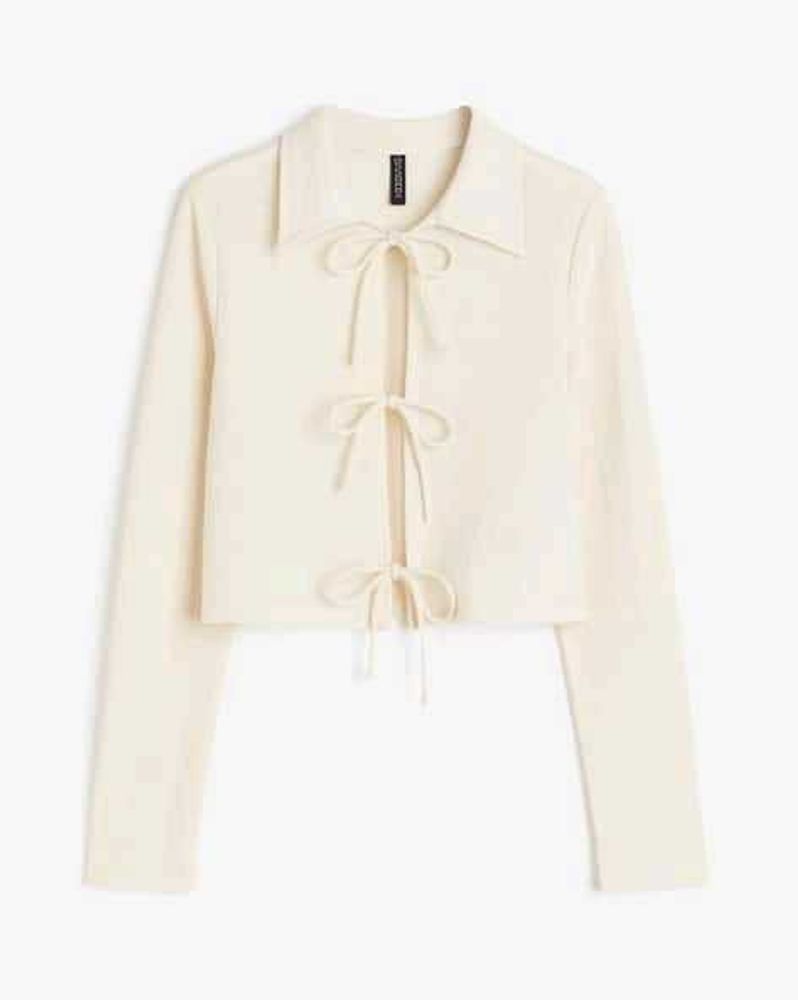 H&amp;M Ribbed Front Tie Top