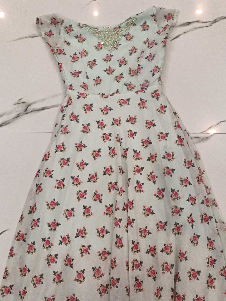 Floral Print Gown Dress