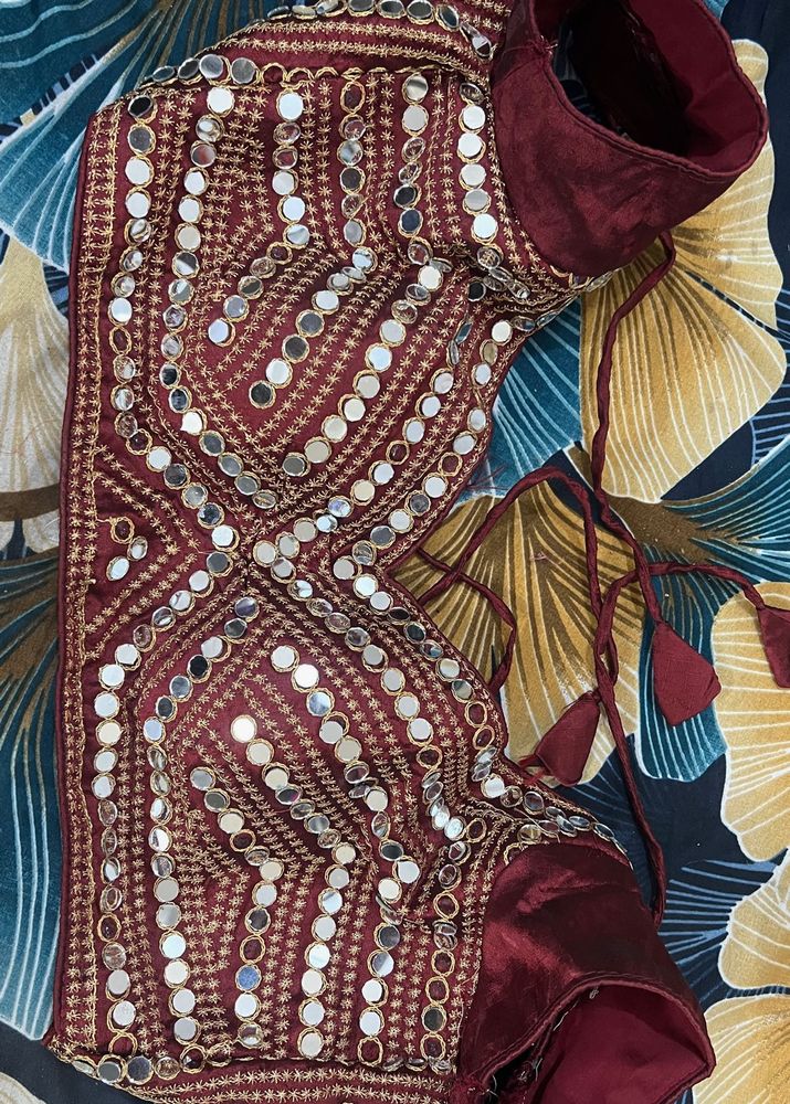 Maroon Mirror Work Blouse