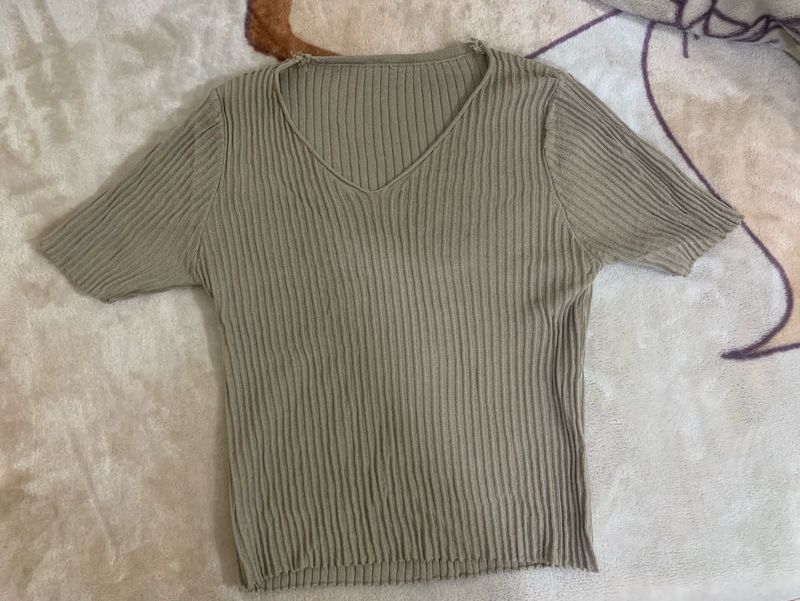 Ribbed Knit Top - Casual Style