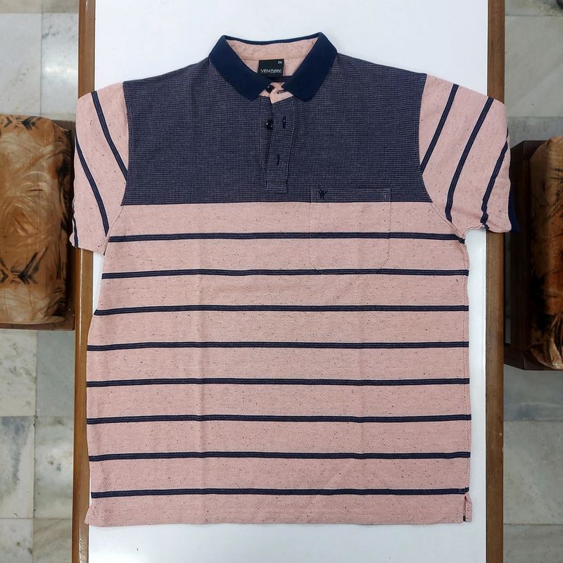 👕 VeneTian Polo Tshirt - Pink/Navy Blue - 2XL