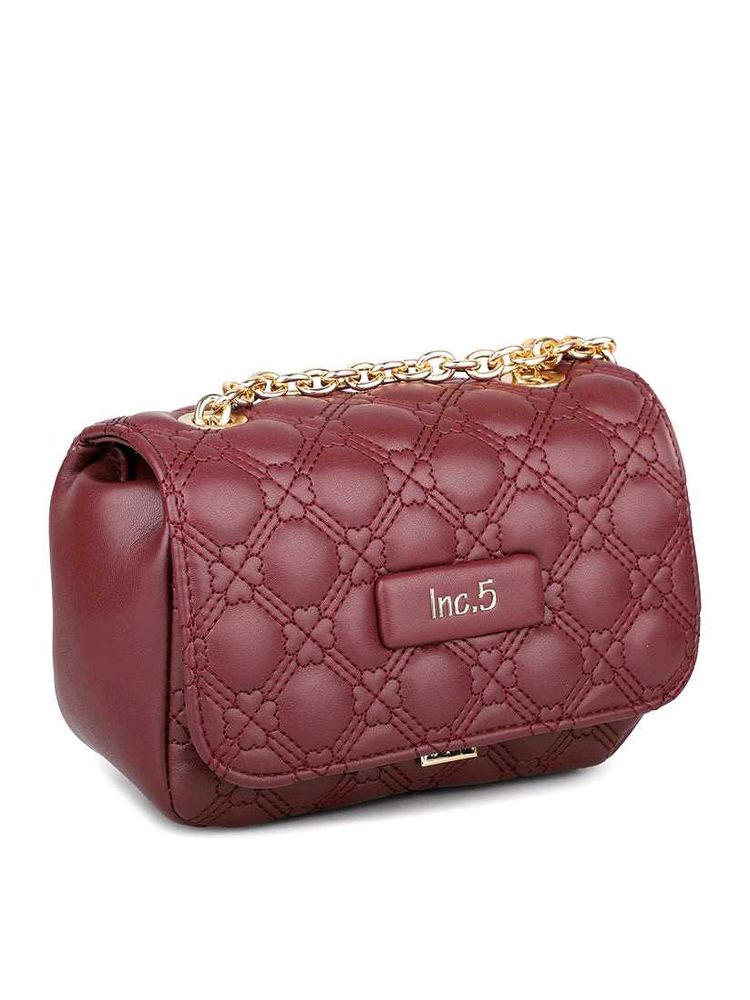 INC.5 Women Wine Quilted Sling Bag