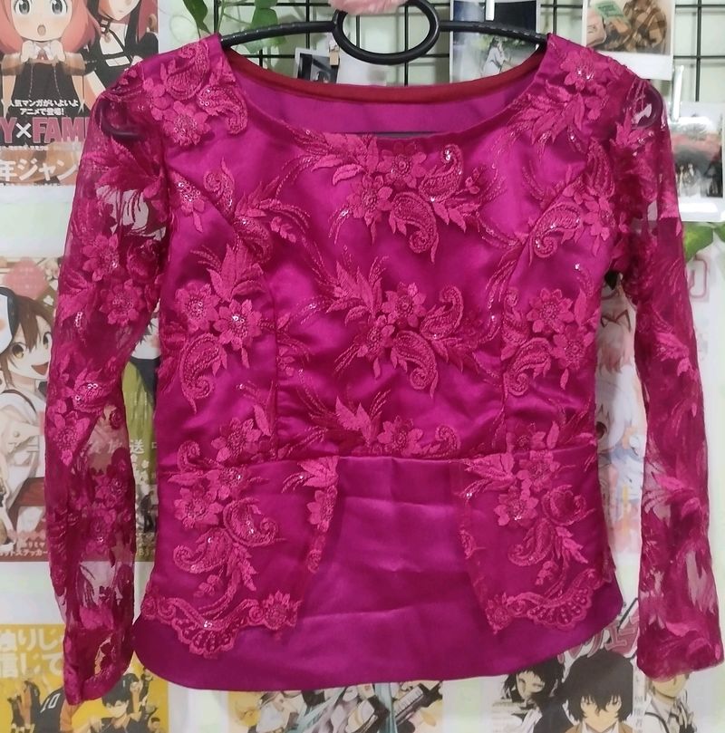 Elegant Pink Lace Blouse