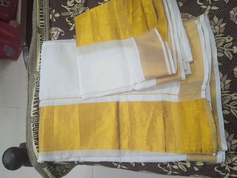 Traditional Kerala Setmundu Saree
