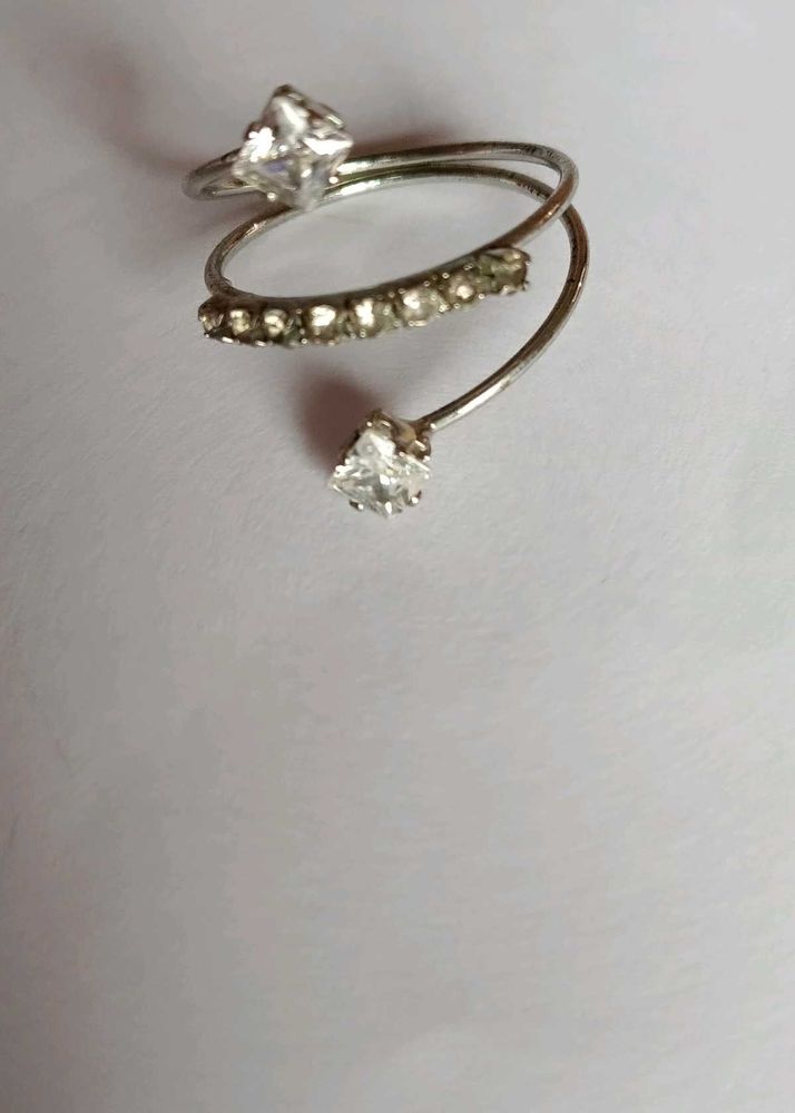 Silver Tone CZ Accent Ring