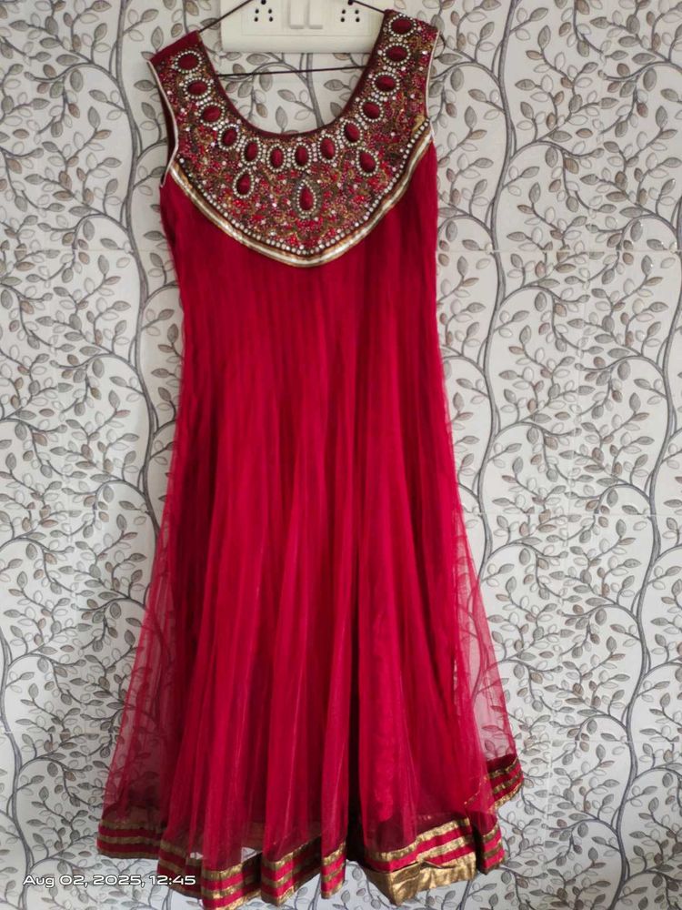 Red Embellished Ethnic Gown
