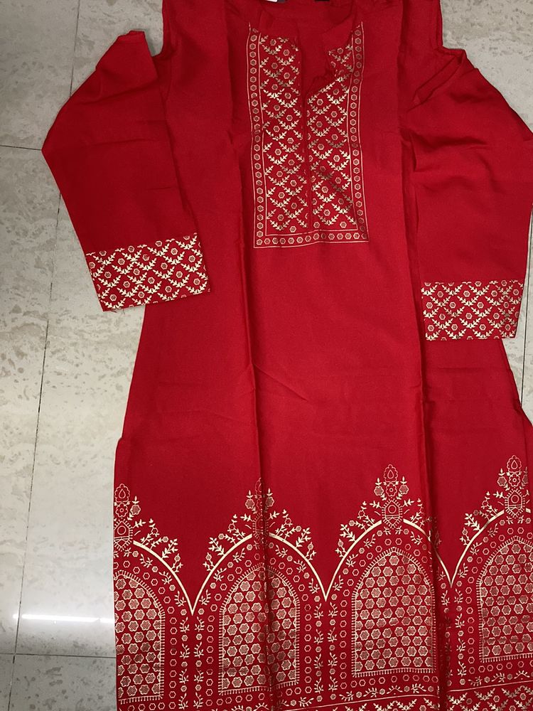 🔥🔥🔥 Sale 💰 🛒 Red Festive Kurti