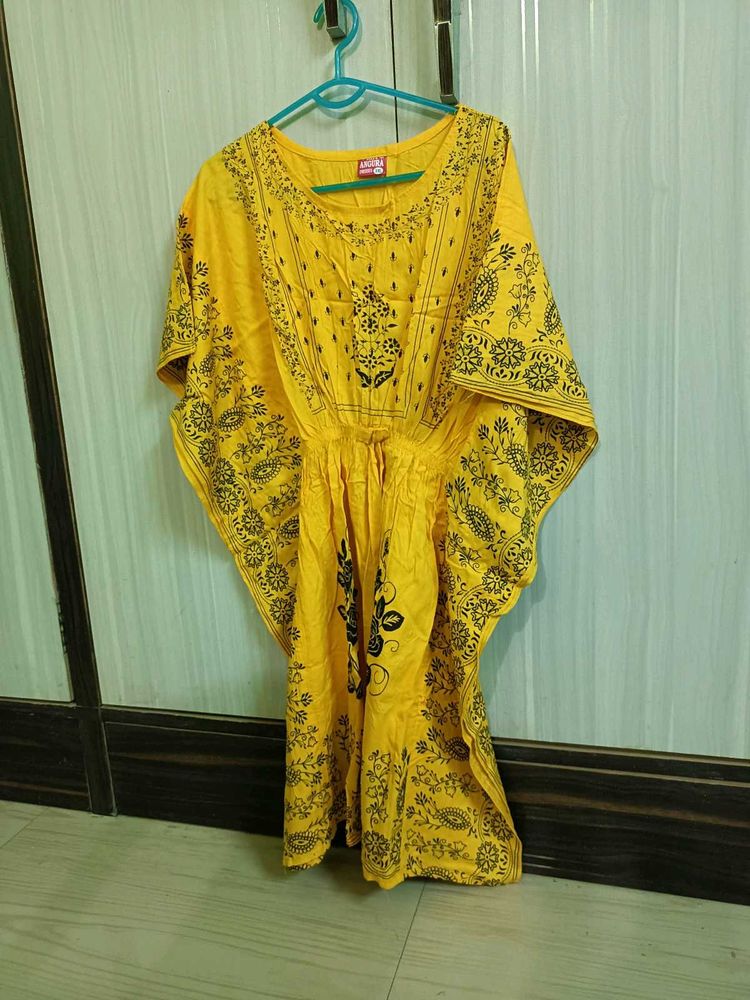 Yellow Printed Kaftan