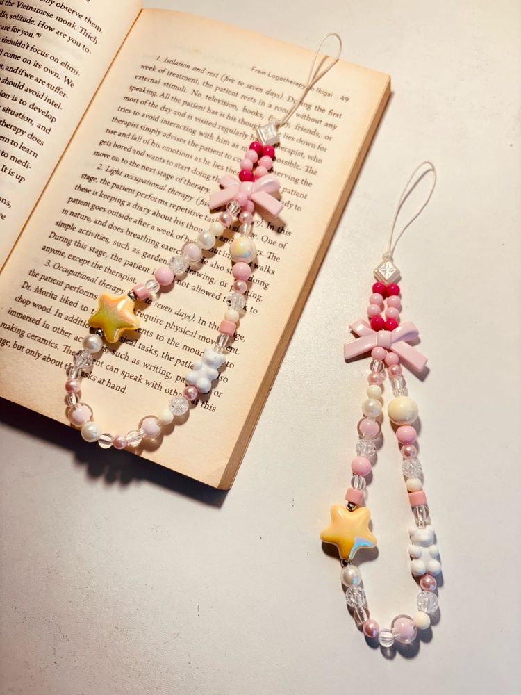 Aesthetic Pink Phone Charms With Star Charm