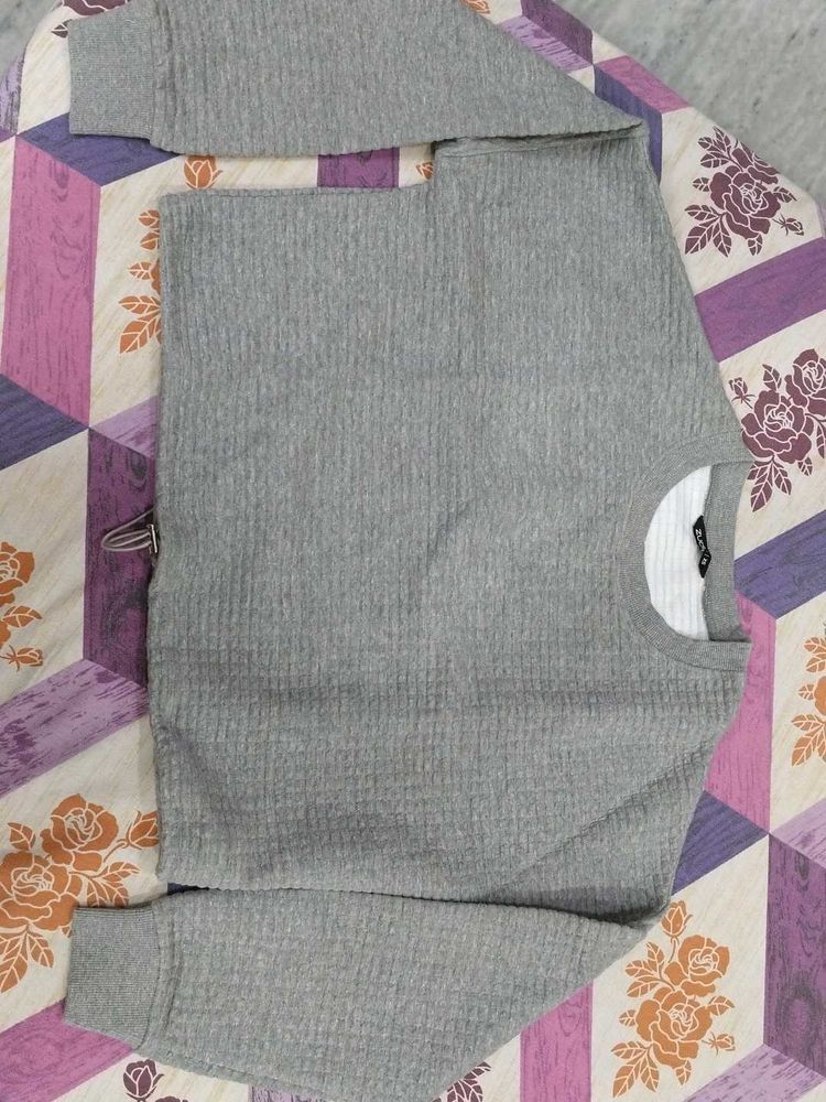 Oversized Gray Textured Top
