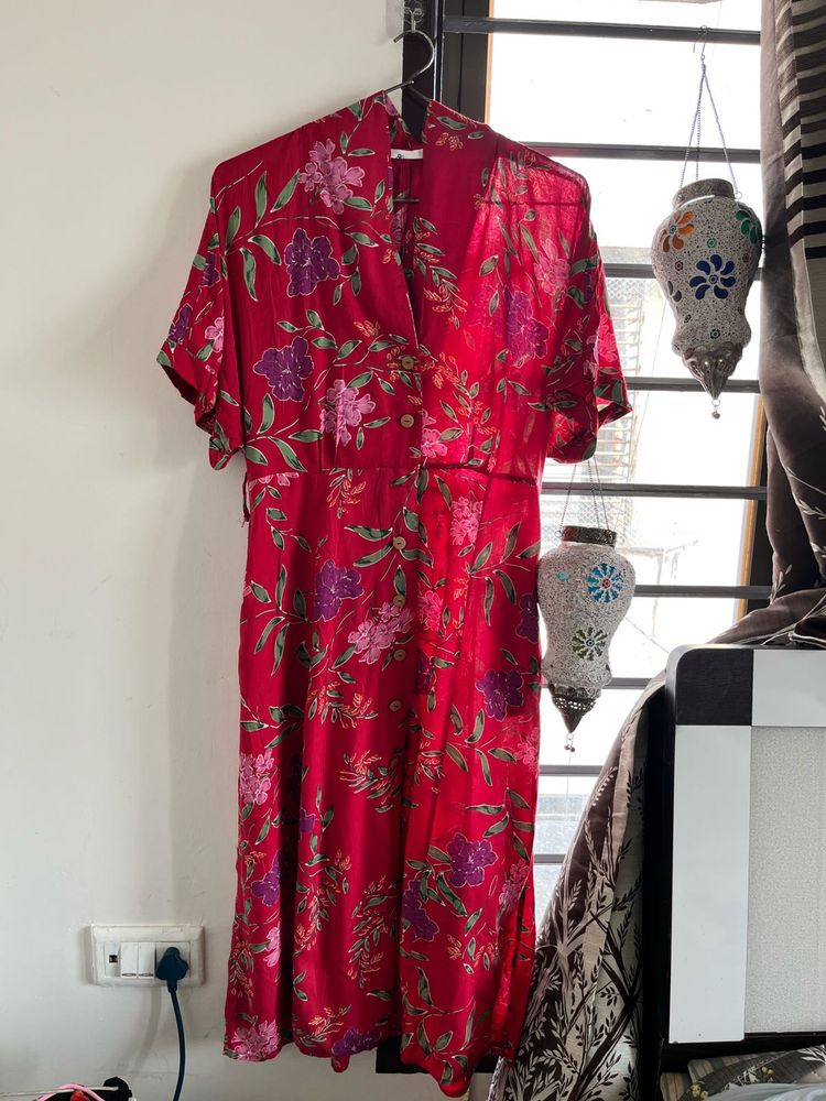 Floral Red Dress