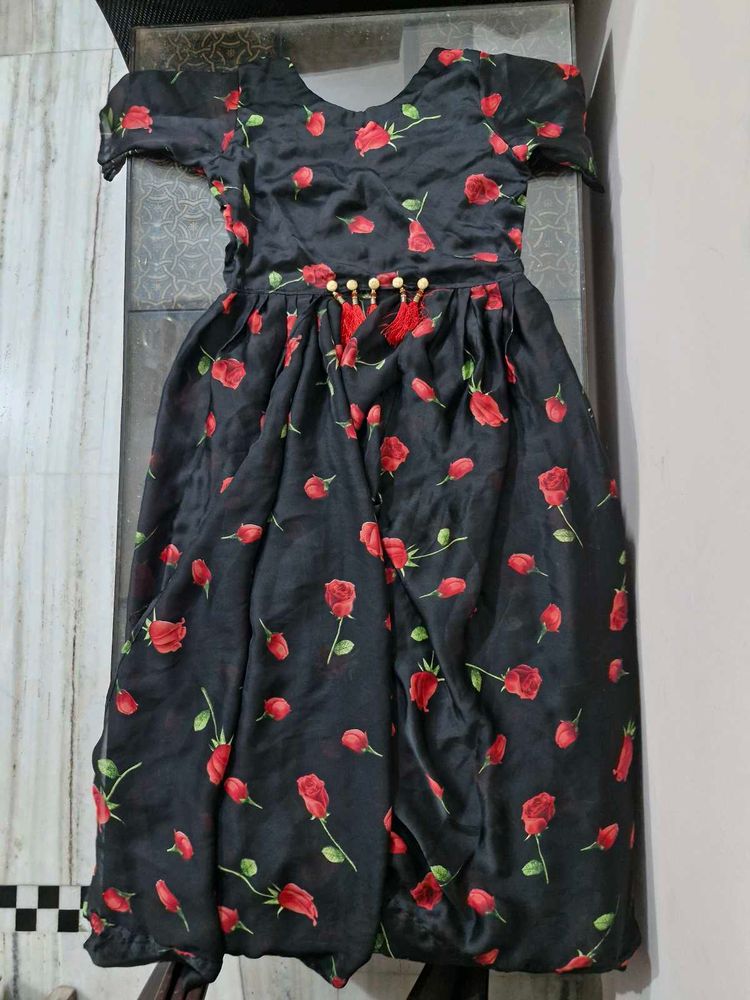 Front Open Rose Printed Kurti