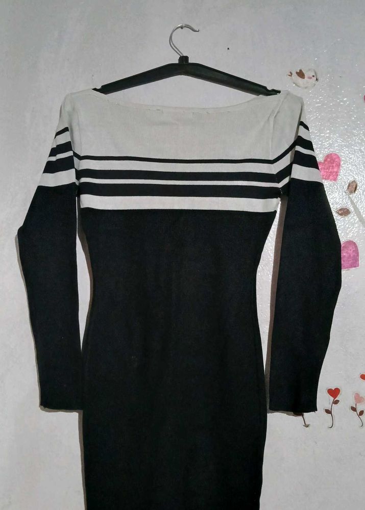 Black &amp; White Striped Dress