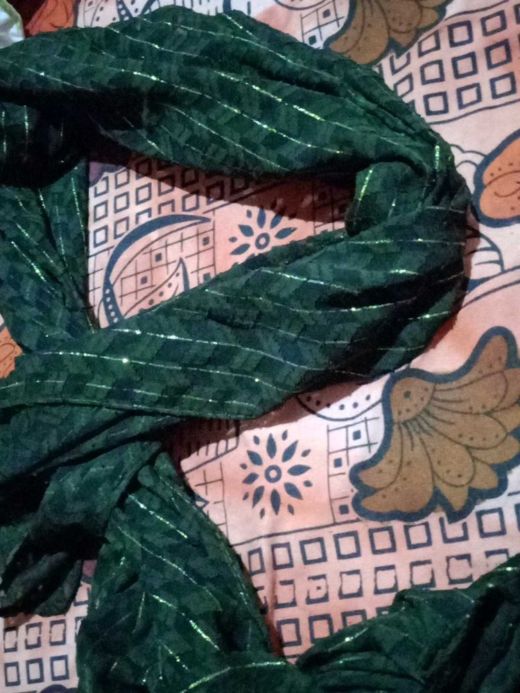 Green Scarf with Silver Stripes