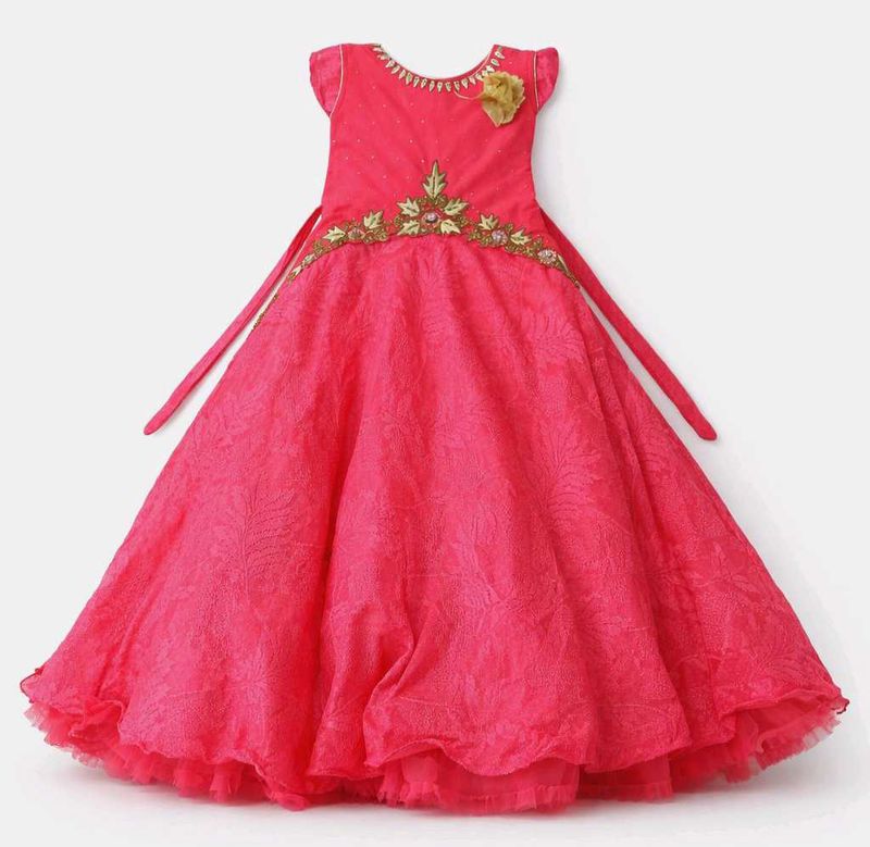 Girls' Pink Embellished Party Dress