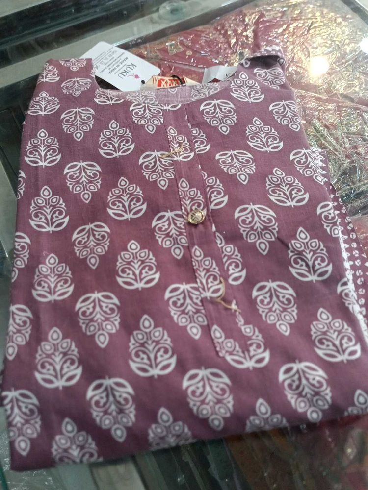 Mauve Printed Kurti Set (Minor Issue)