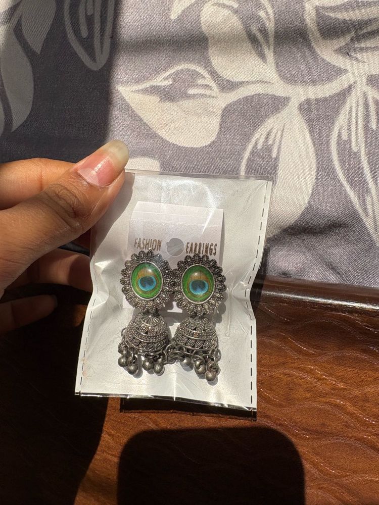 Peacock Jhumka Earrings