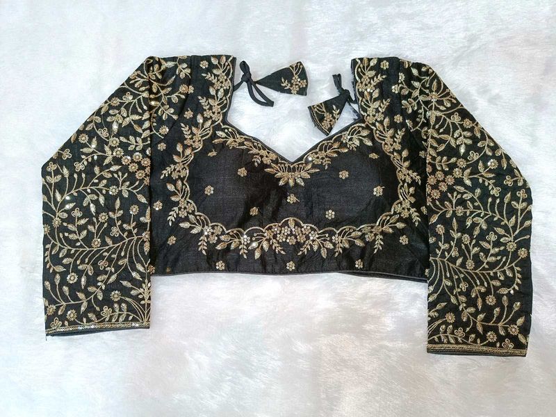 Embroidered Black Full Sleeves Blouse