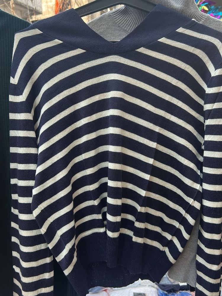Striped Navy Knit Sweater
