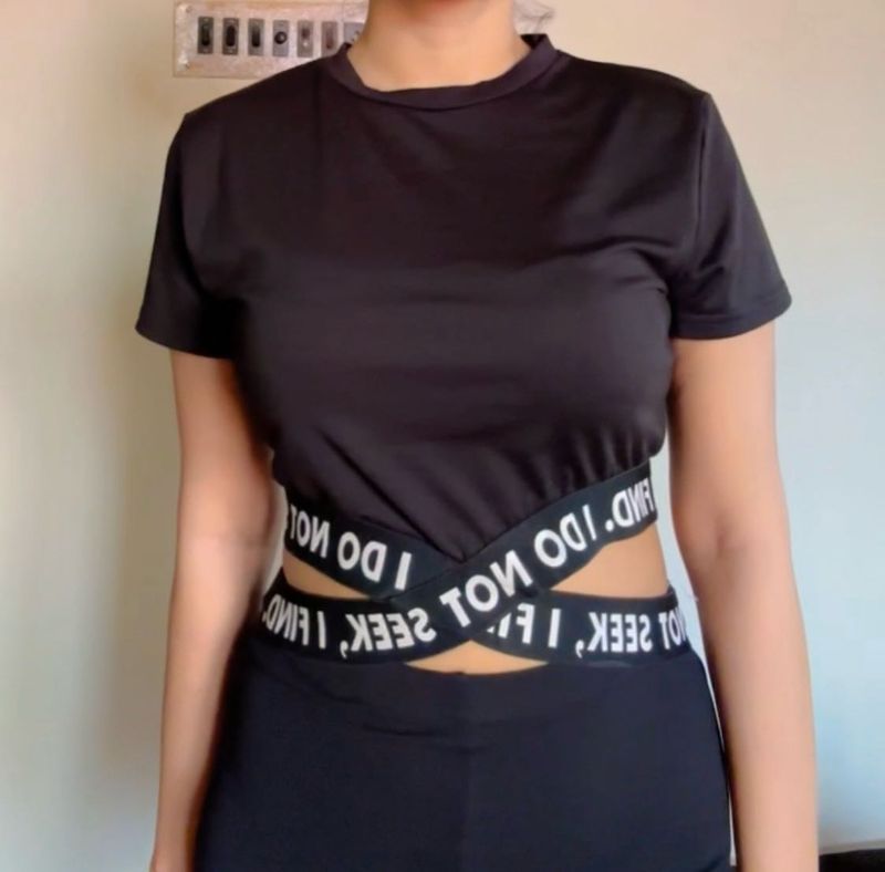 Designer Waist Black Crop Top