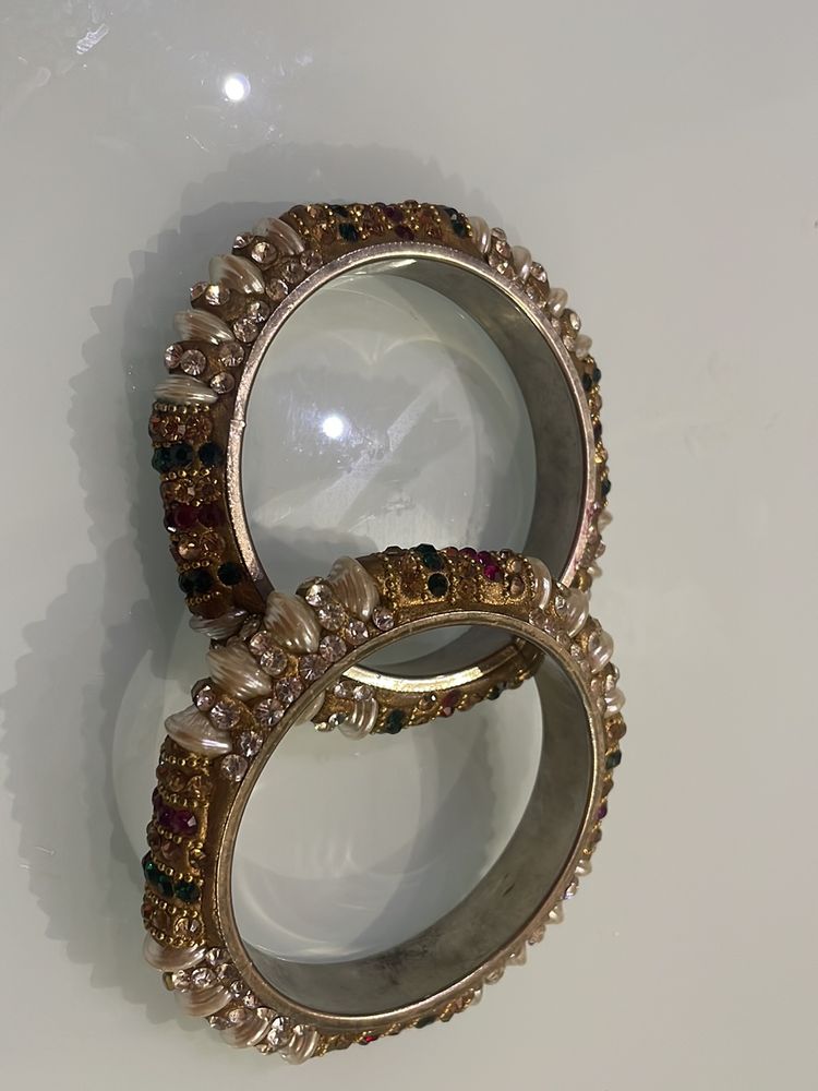 Beautiful Jaipuri Kade with pearl and multicolour stones