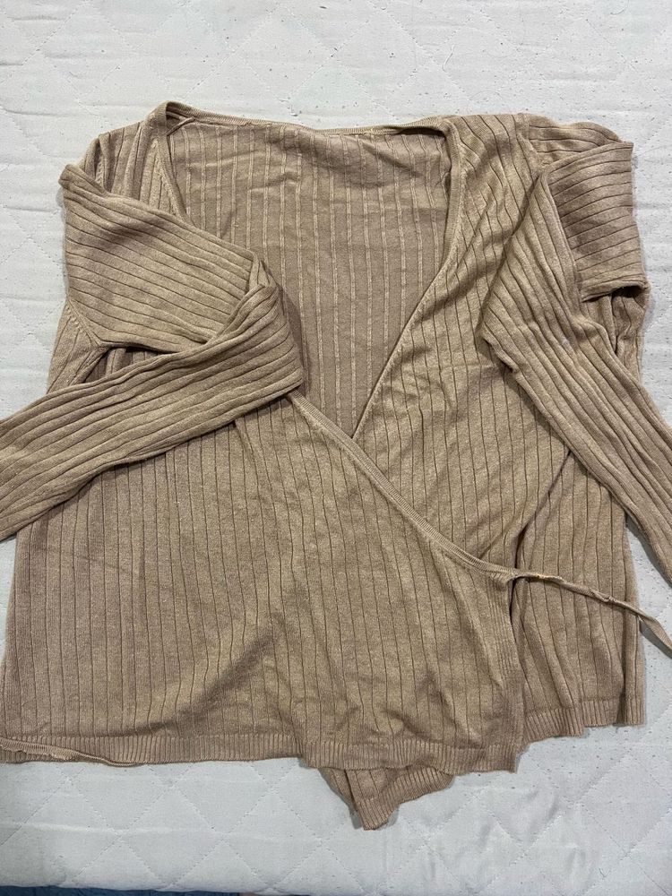 Beige Wrap Cardigan