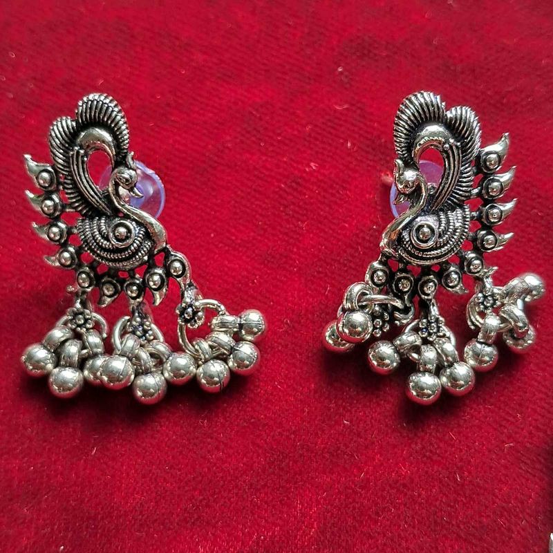 Peacock Silver Earrings