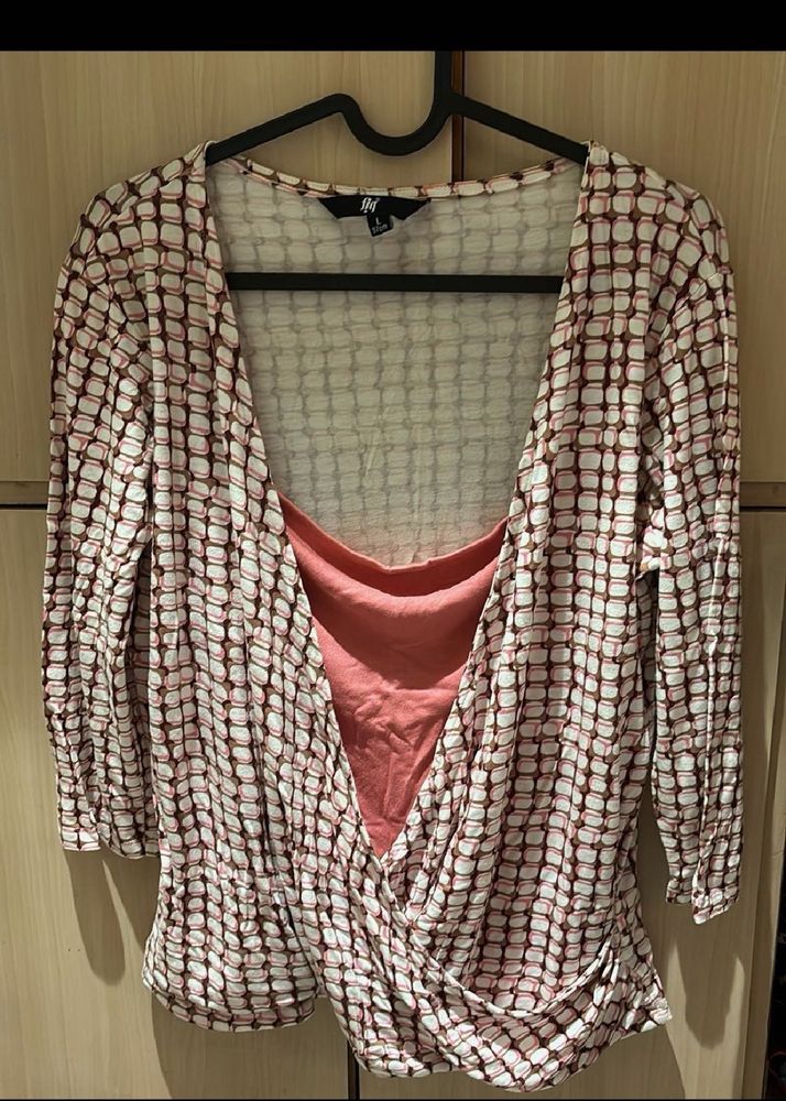 Xxl Patterned Wrap Top