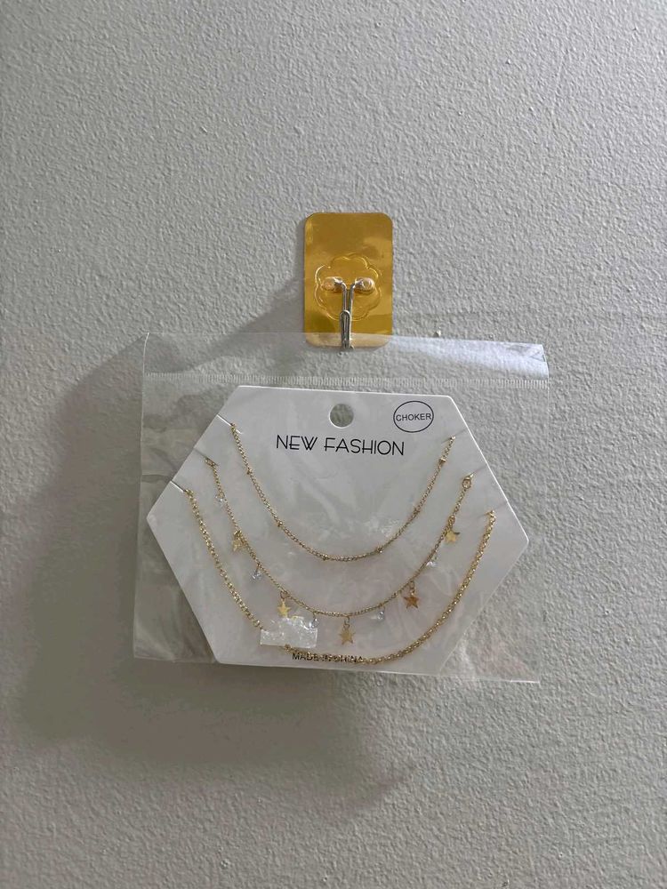 Gold Star Layered Choker Set of 3