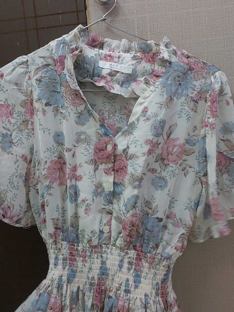 Floral Print Korean Dress