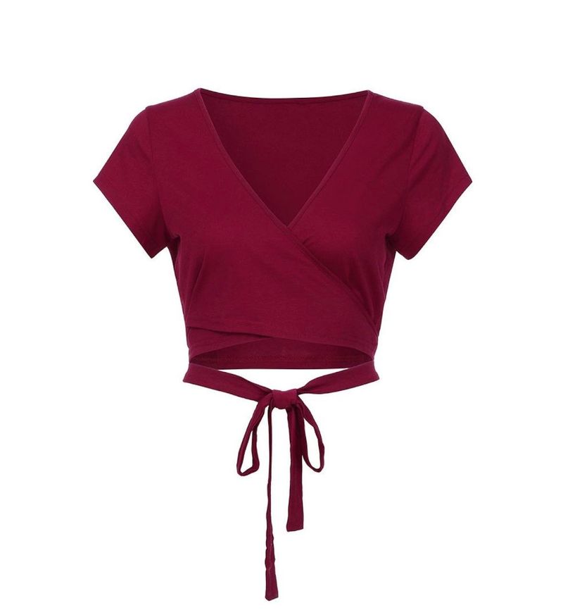 Chic Maroon Wrap Crop Top