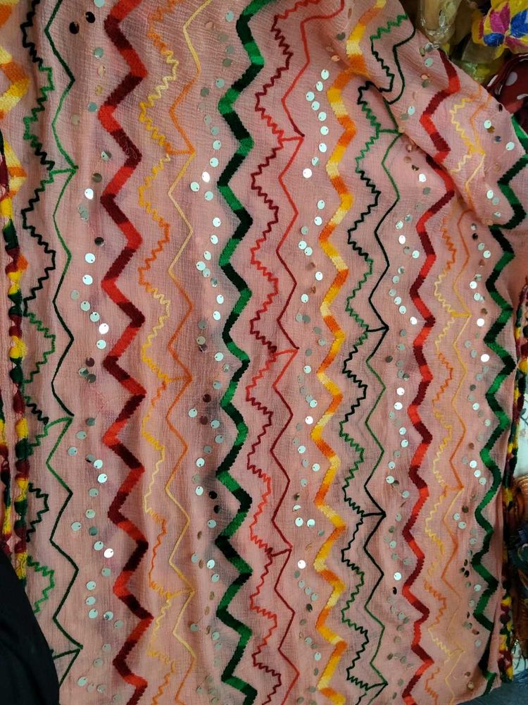 Embroidered Peach Dupatta