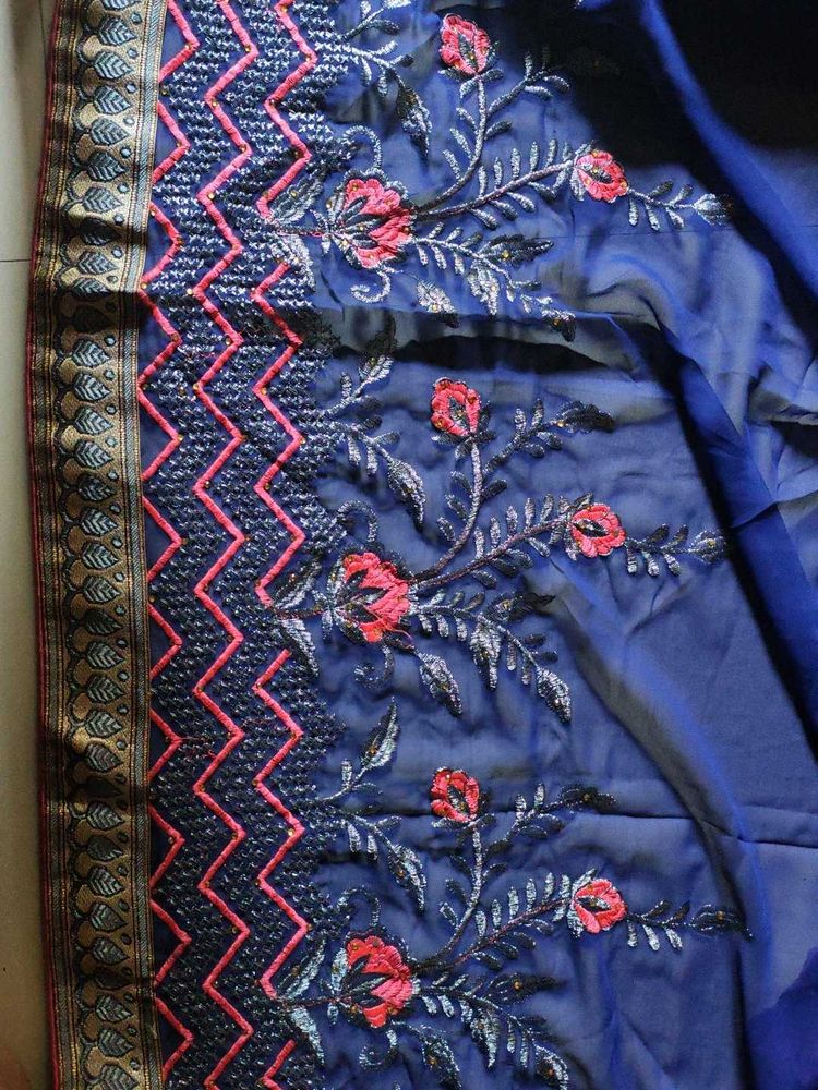 Embroidered Blue Saree