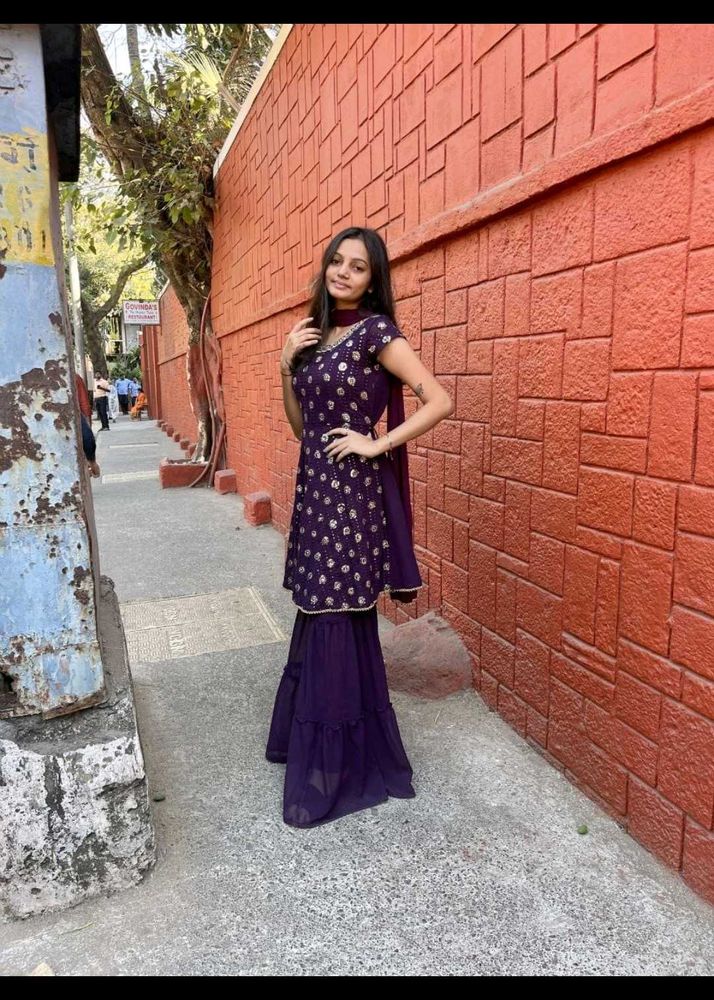 Elegant Purple Sharara Set