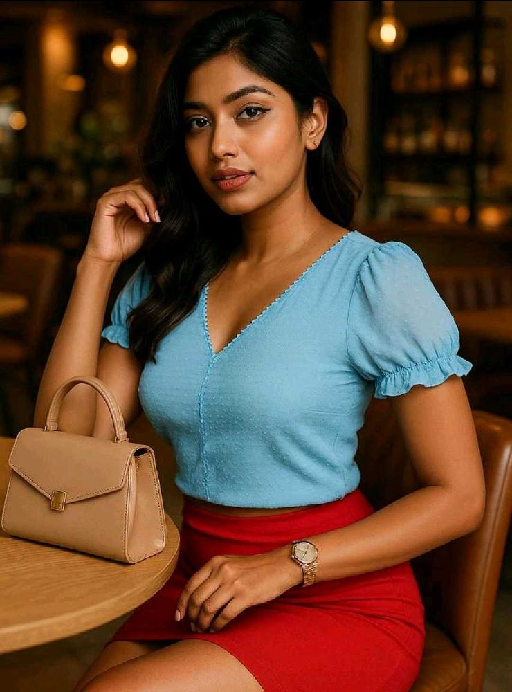 Stylish Blue V-Neck Top