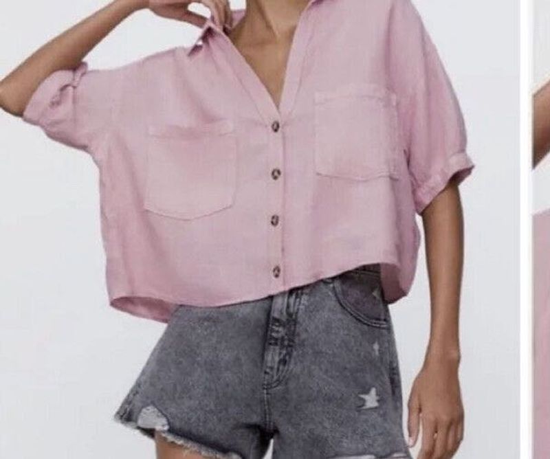 Zara Linen Crop Shirt