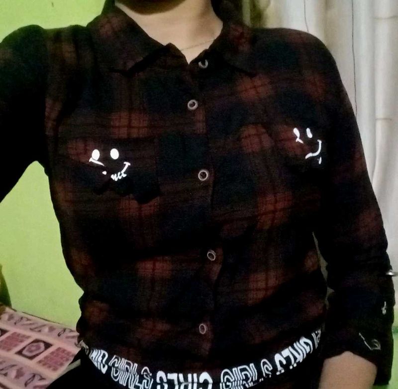 Plaid Shirt with Smileys
