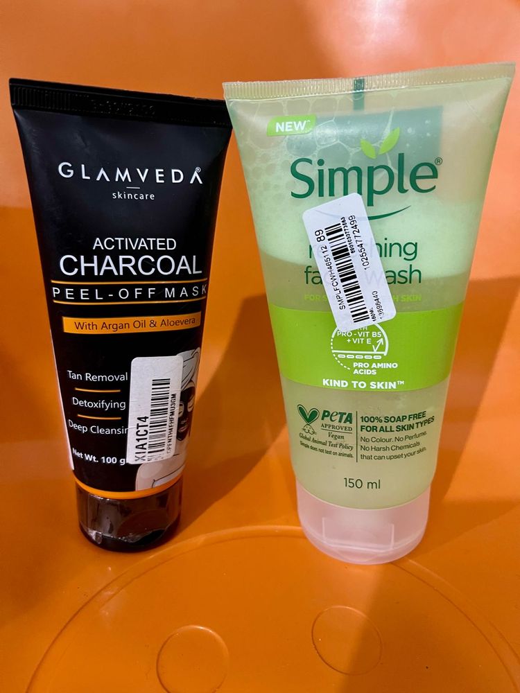 Simple Face Wash and Glamveda mask