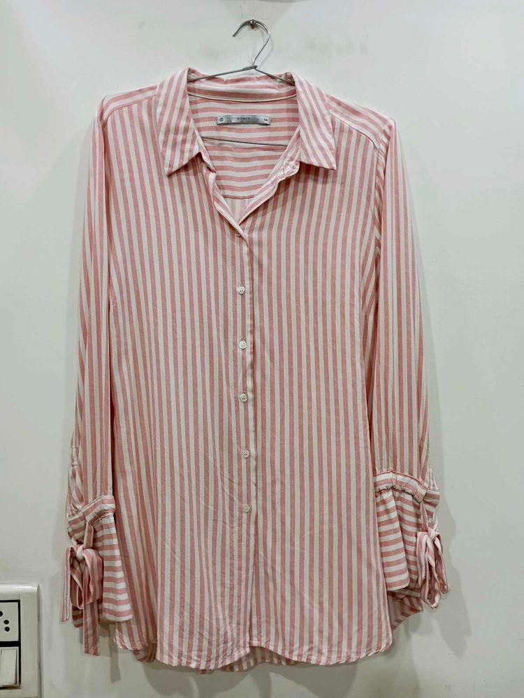 Striped Tie-Sleeve Shirt