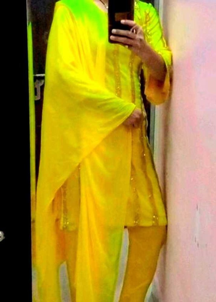 Haldi Special Yellow Embroidered Kurta Set