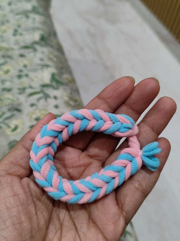 Blue Pink Handmade Rubber Bracelet