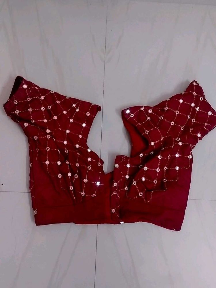 Maroon Mirror Work Blouse,new,bust,30,breast,